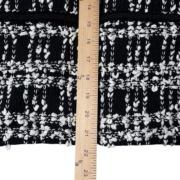 J.H. Collectibles Tweed Boucle Cardigan Sweater L Black White Acrylic Wool Blend - Picture 8 of 8